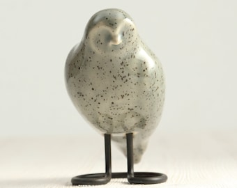 Gray Ceramic Owl | Handmade Decorative Bird | Elegant Bird Decor