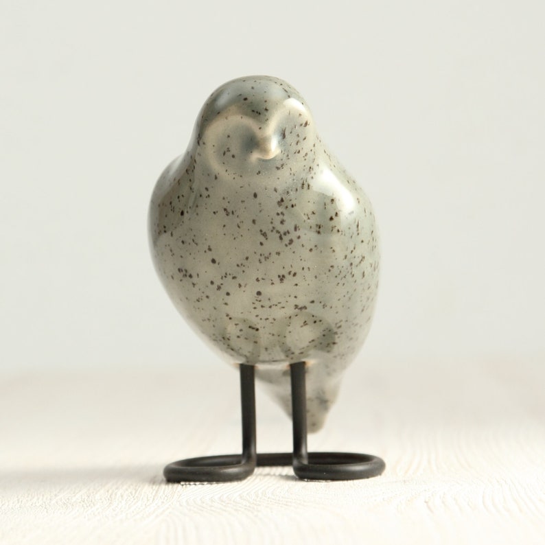 Gray Ceramic Owl Handmade Decorative Bird Elegant Bird Decor image 1