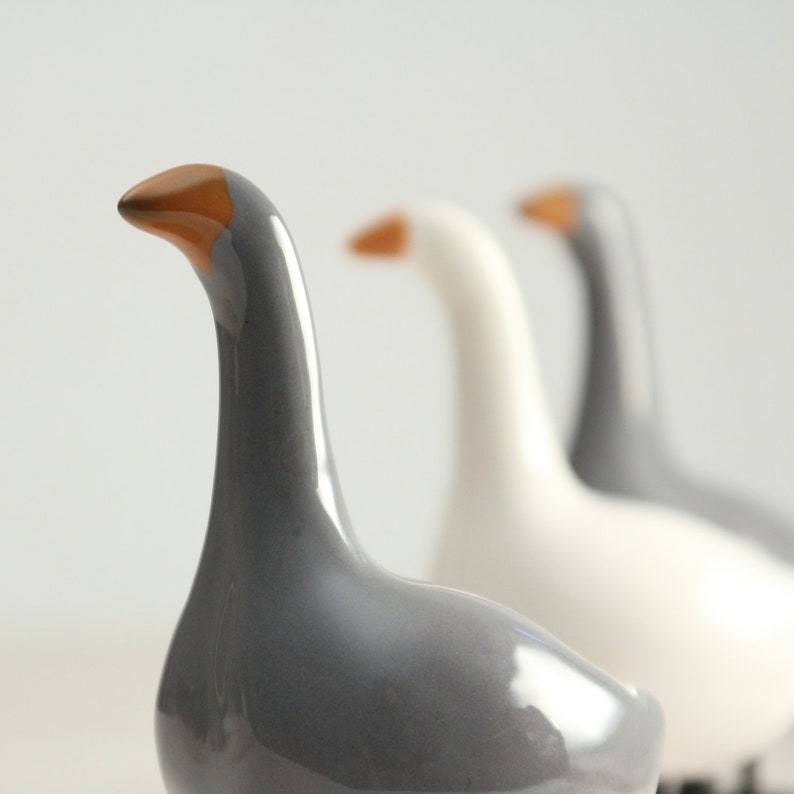 Gray Goose Decorative Ceramic Bird Small Bird Figurine Etsy