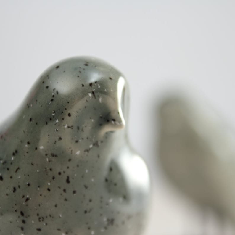 Gray Ceramic Owl Handmade Decorative Bird Elegant Bird Decor image 8