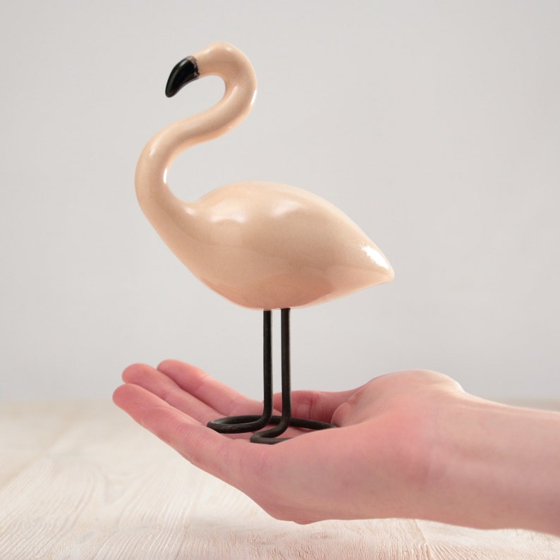 Ceramic Flamingo Handmade Decorative Bird Colorful Bird Figurine image 2