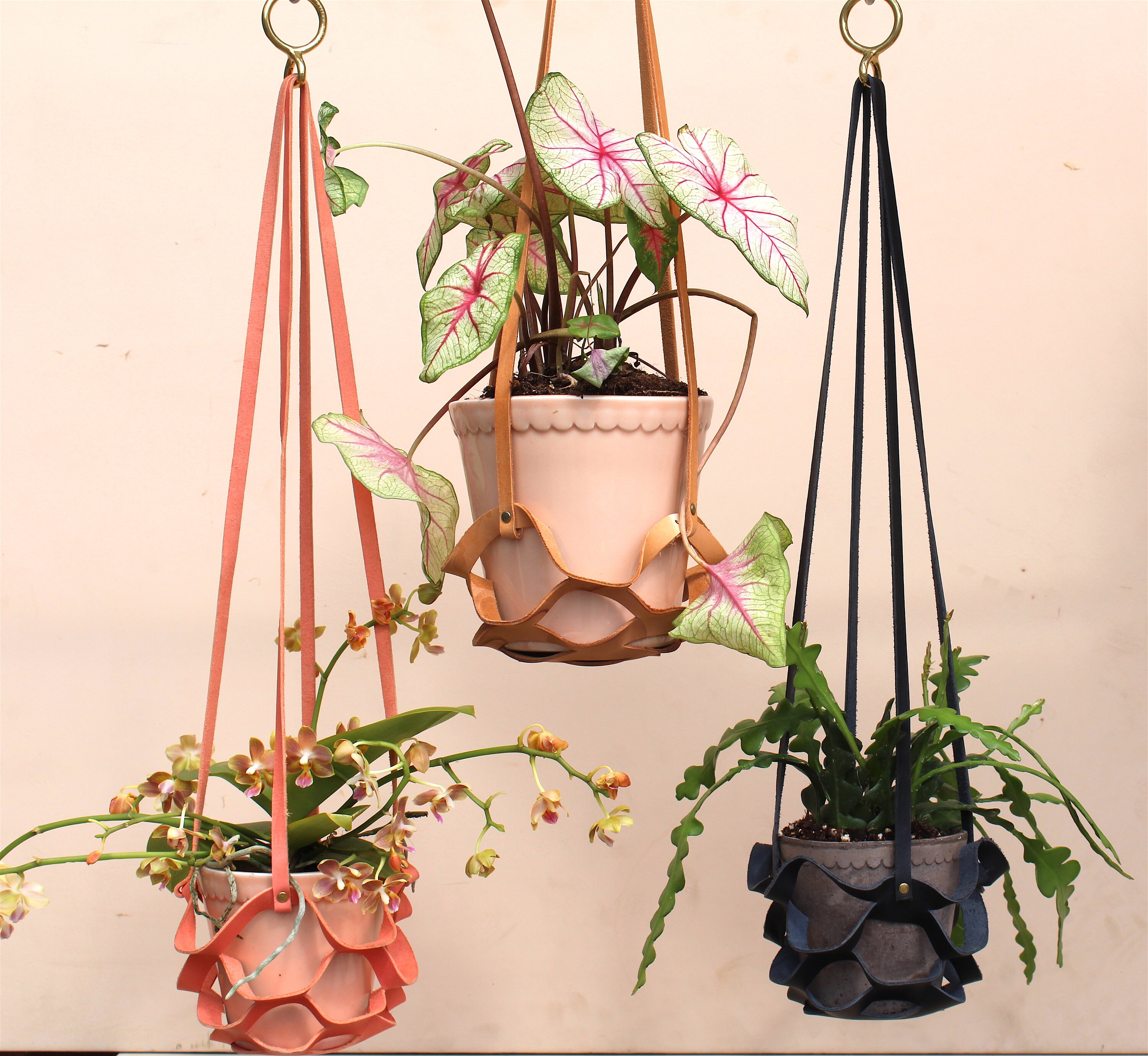 Porte-Pot de Plante en Cuir, Décor Maison, Cintre Macramé