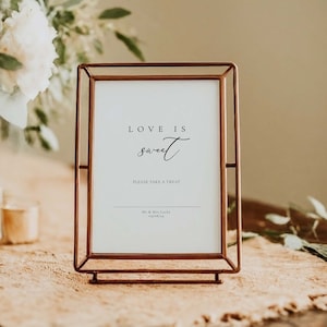 CORA Wedding Love is Sweet Take a Treat, Personalised Wedding Sign, Mr and Mrs Party, Favours, Sweet Cart Trolley