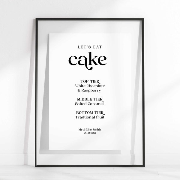 MOD Wedding Cake Sign, Cake Menu, Birthday Cupcake, Mr and Mrs Party Options