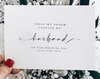 Personalised Wedding Day Card Today my Groom, Forever my Husband to be Card, On Our Wedding Day Card, Happy