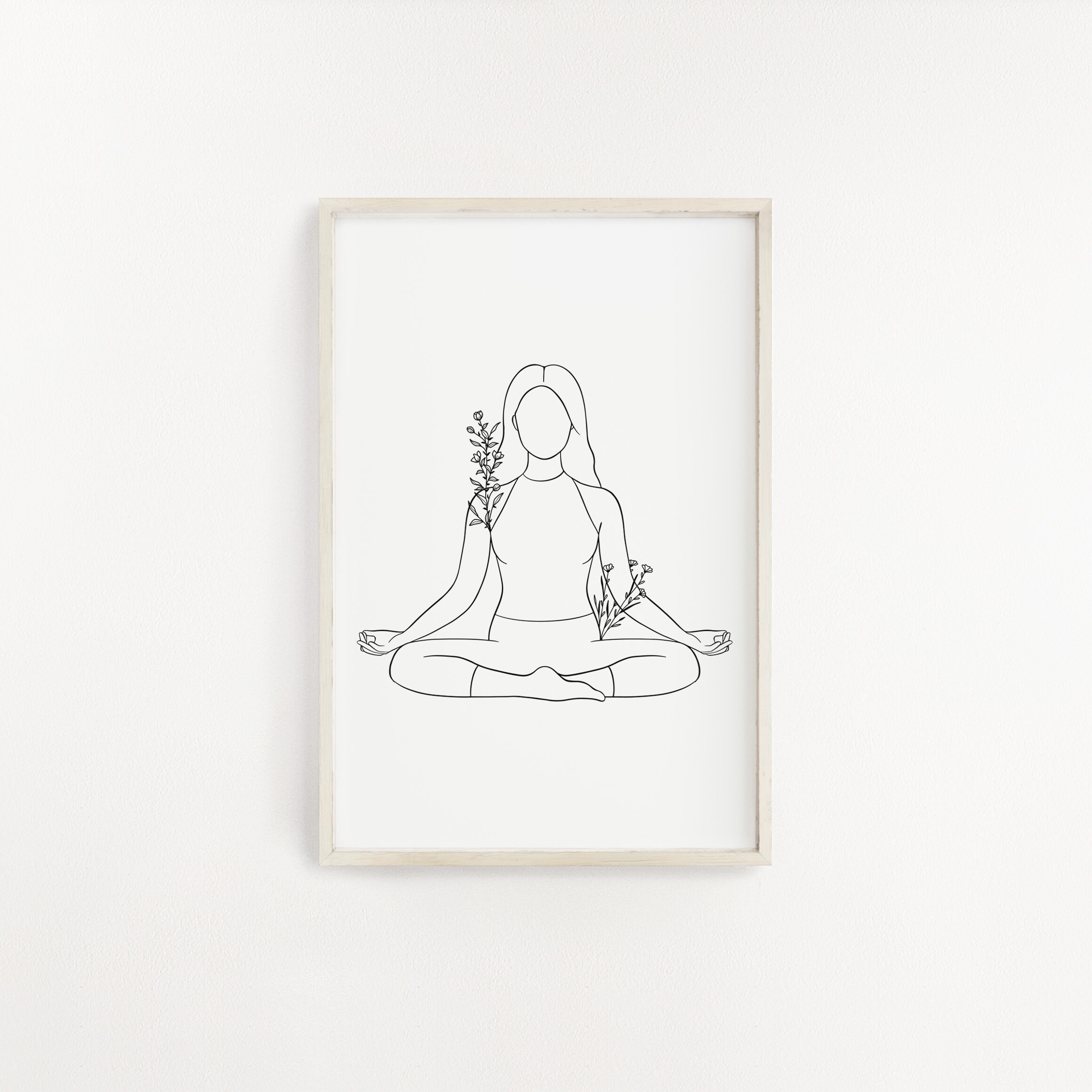 Yoga Line Drawing/Yogi Cadeau d'amour Simple Minimaliste Illustration, Shelfie Birthday Present