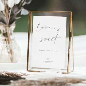 LUX Wedding Love is Sweet Take a Treat, Personalised Wedding Sign, Mr and Mrs Party, Favours, Sweet Cart Trolley