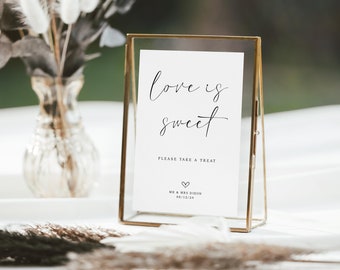 LUX Wedding Love is Sweet Take a Treat, Personalised Wedding Sign, Mr and Mrs Party, Favours, Sweet Cart Trolley