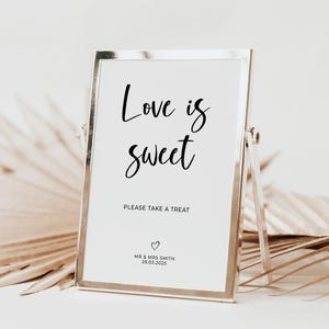 SANS Wedding Love is Sweet Take a Treat, Personalised Wedding Sign, Mr and Mrs Party, Favours, Sweet Cart Trolley