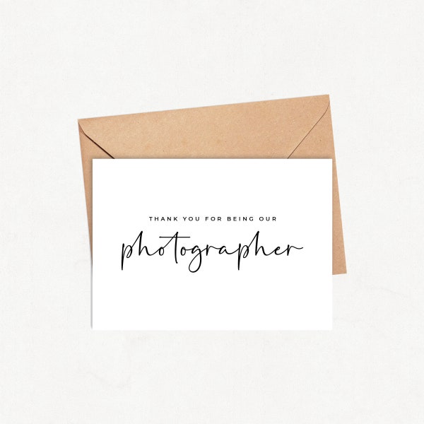 UNO Wedding Photographer Card, Bedankt dat je onze fotograaf Trouwkaarten met envelop eenvoudig bent