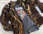 80s IIF Velvet Cheetah Print Sequin Jacket, Rockabilly, Glam Rock, Size Small Medium