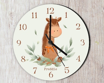 Personalised Giraffe Nursery Clock: African Animal Theme