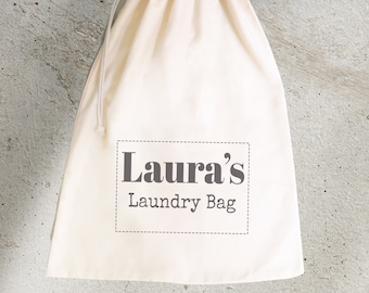 Personalised extra large laundry bag, linen bag, drawstring bag, university laundry, 50x70cm