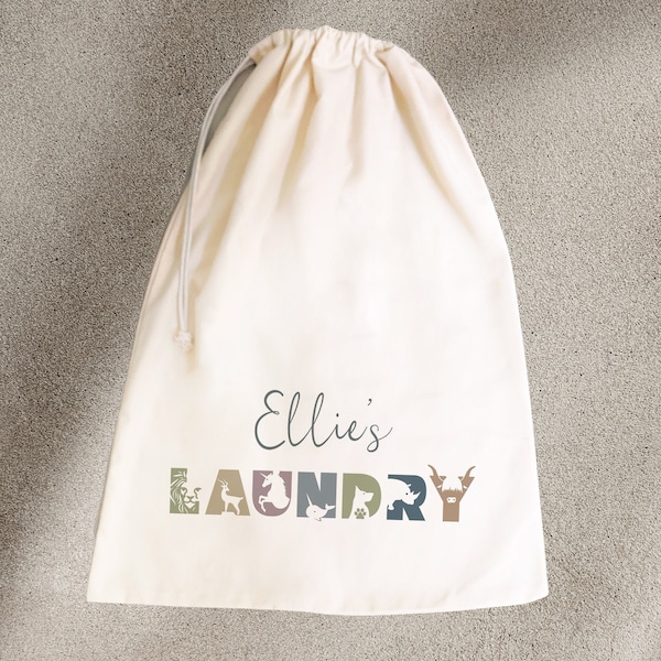 Child's extra large personalised laundry bag, nursery laundry, storage bag, animal design laundry bag, 50x70cm