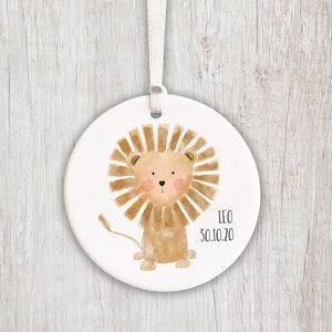 newborn baby gift, lion bauble, christening gift, round gift bauble, baby keepsake, baby shower, baby boy, baby girl, newborn bauble