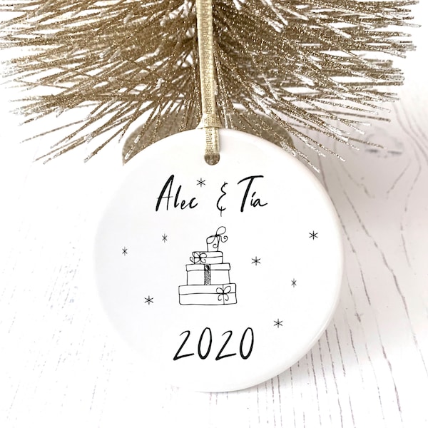 couple's xmas bauble, personalised bauble, loved one keepsake gift, stocking filler, mr and mrs unique gift