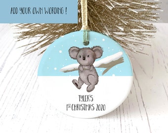 Frosted Blue Australiana Koala Christmas Bauble