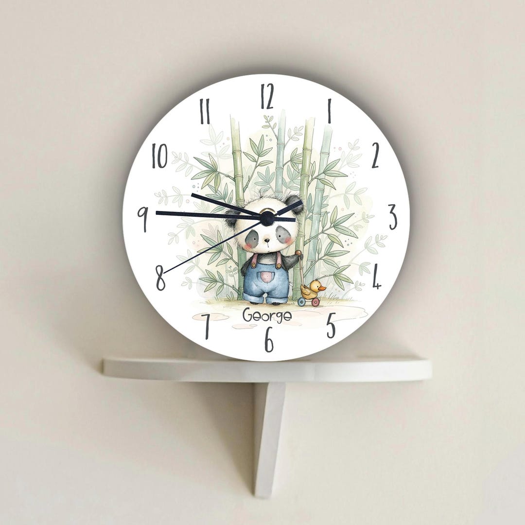 Hand Clock Panda Personalised Panda MDF Clock – Handcrafted Nursery Decor, Animal Lover ...