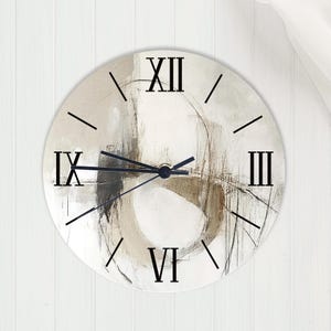Black and Taupe Clock with Numerical Numbering, Modern Wall Decor for Home or Gift