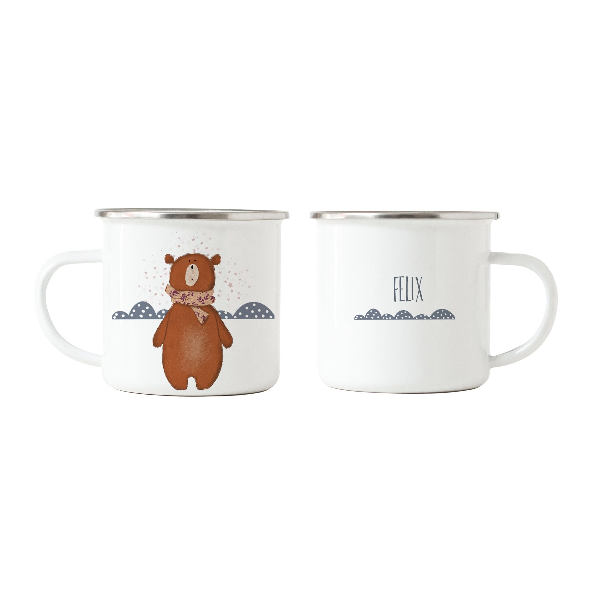 10oz Bear Mug Bear Camping Mug Bear Hugs White Enamel Mug Etsy Canada