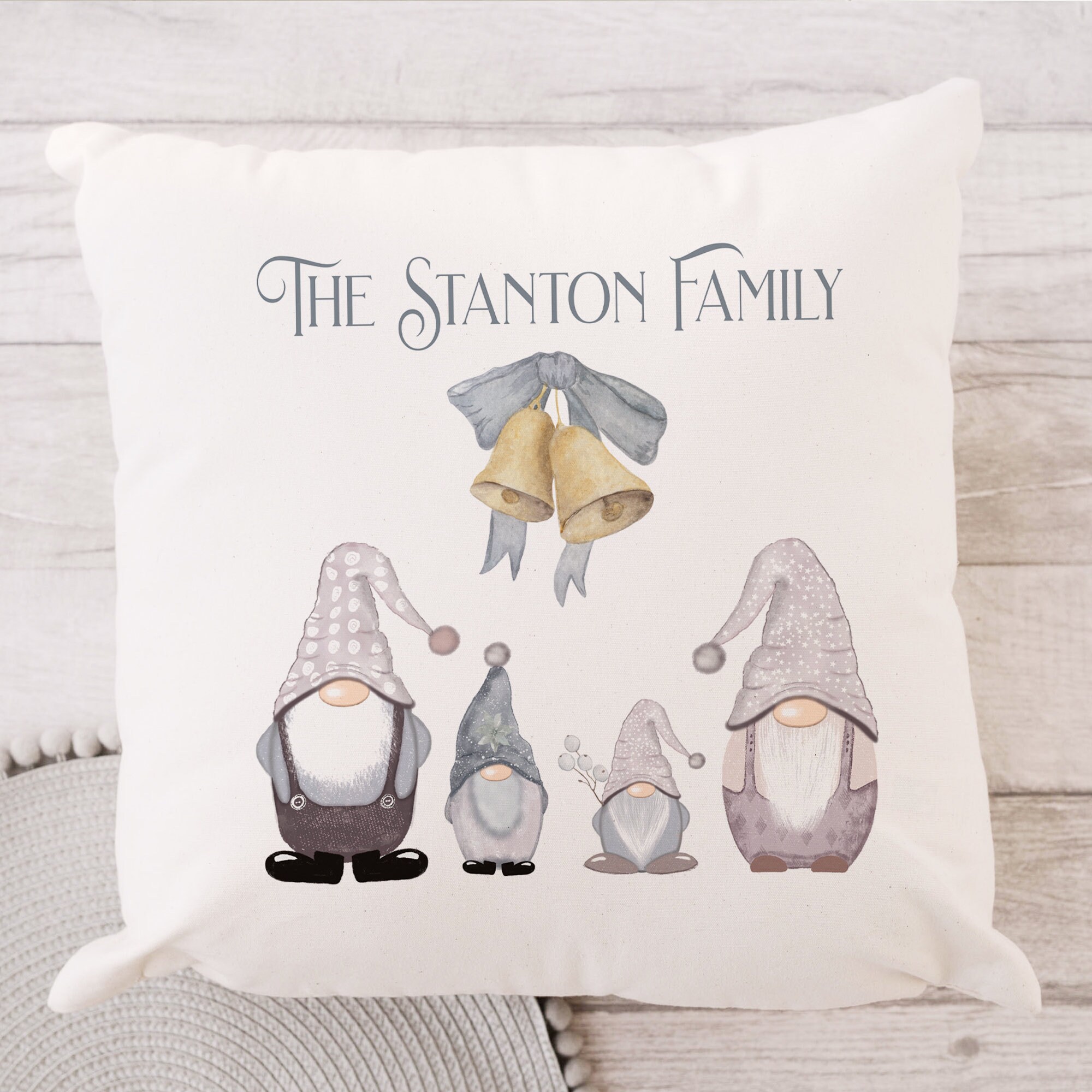 Custom Winter Housewarming Gift Gonk Family Name Pillow Personalised Christmas Gift Christmas Gnome Family Cushion 