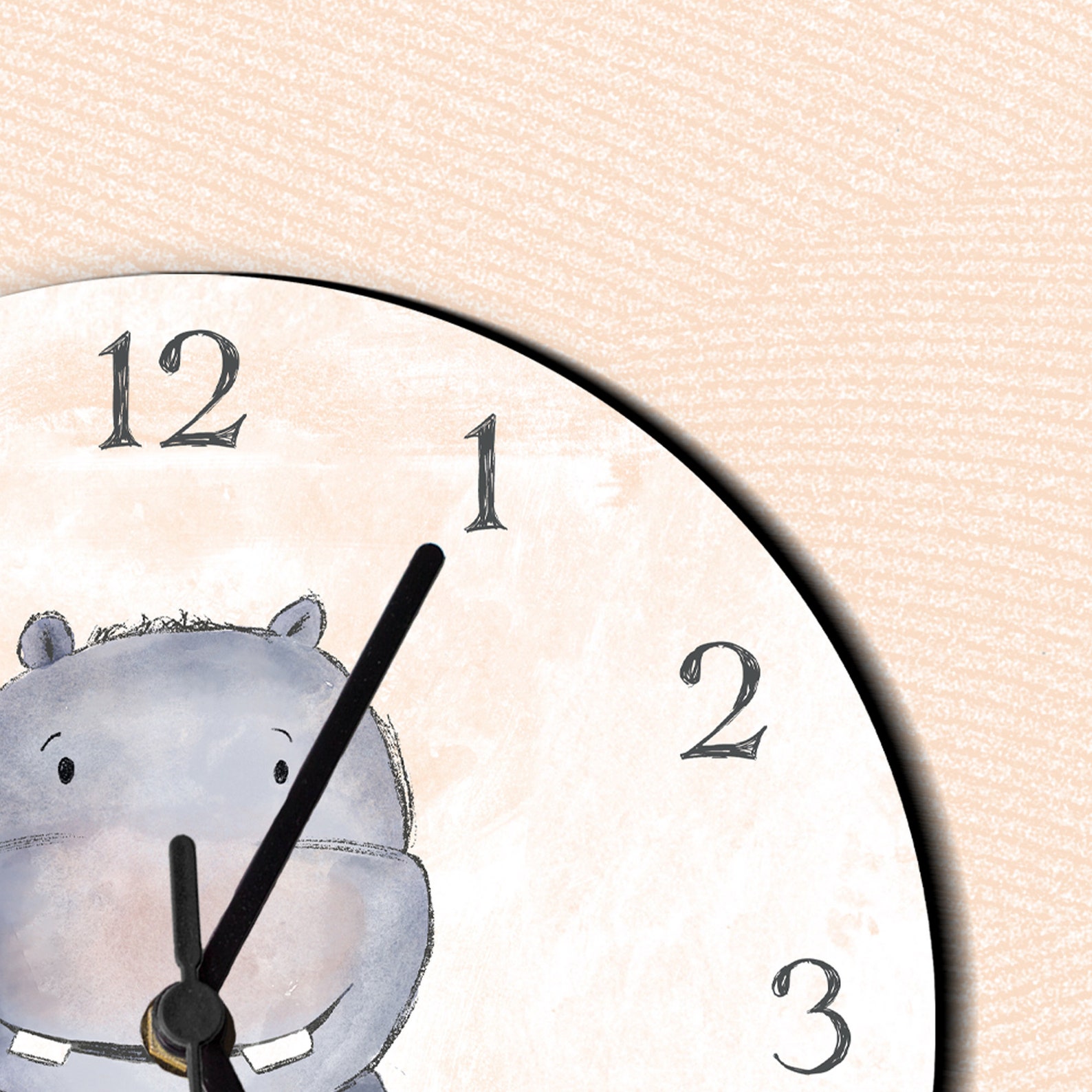 Hippo Personalised Clock Animal Clock Childrens Bedroom Etsy
