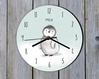 Personalised Penguin Clock: Whimsical Nursery Decor