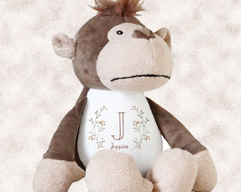 Personalized Plush Monkey Toy: Soft Cuddly Newborn Gift