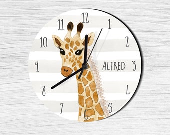 Personalised Giraffe Clock: African Animal Nursery Decor