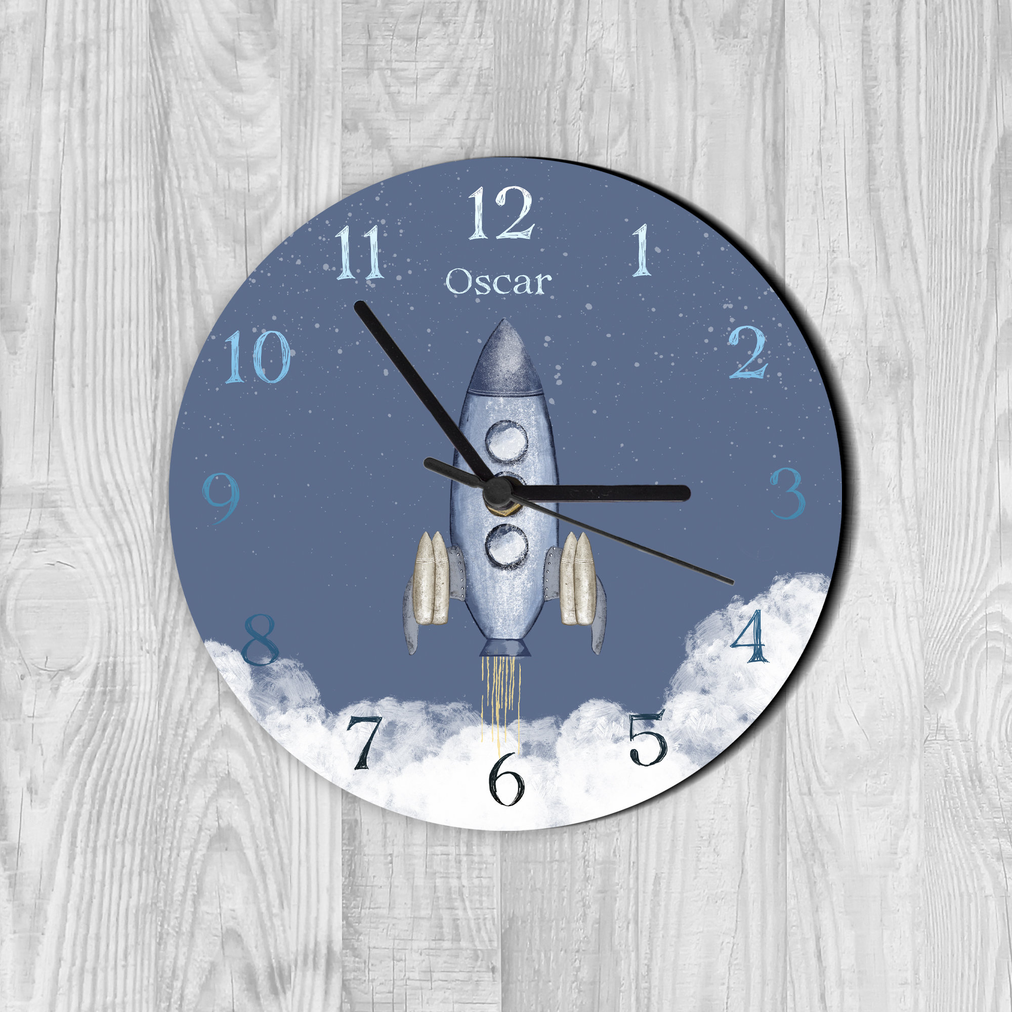 Rocket Ship Clock Spaceship Boy's Space Themed Clock Etsy Australia