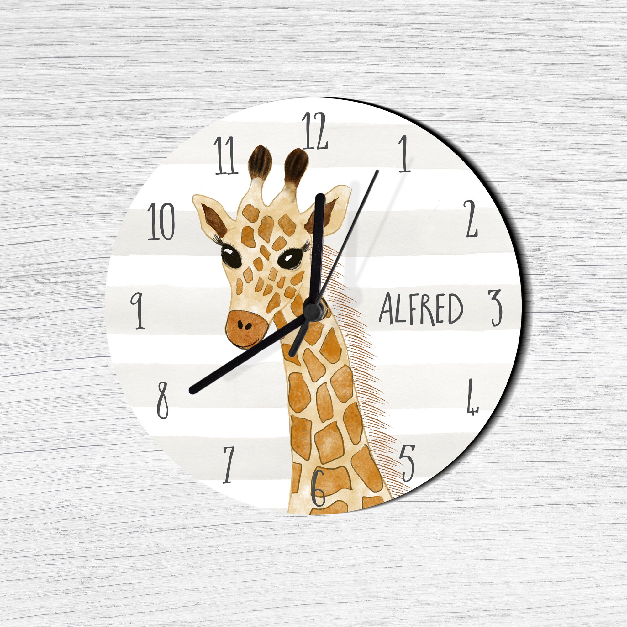 Giraffe nursery clock silent clock African animal Etsy