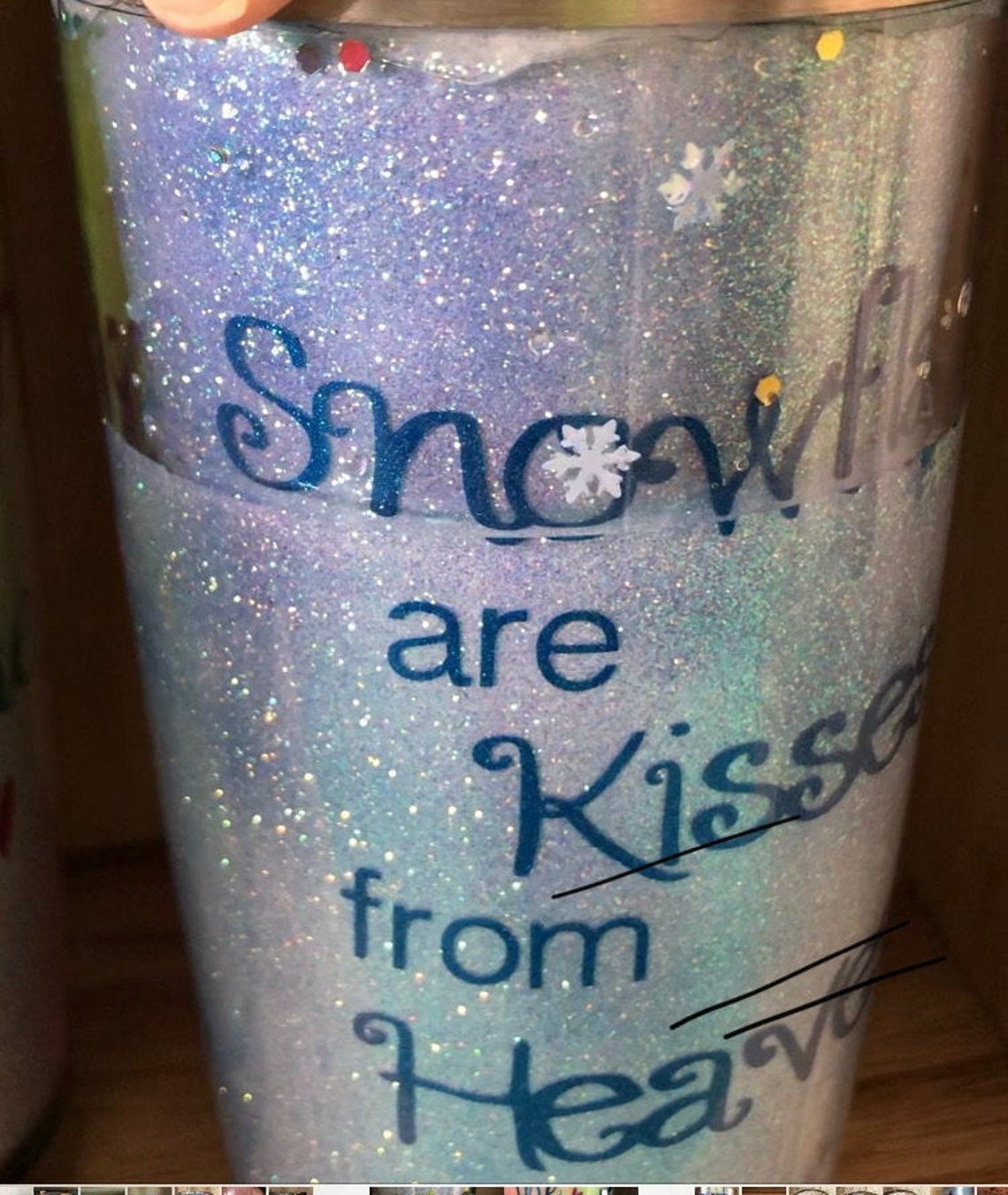 Custom Snowglobe Glitter Stainless Steel Tumbler Medium Etsy