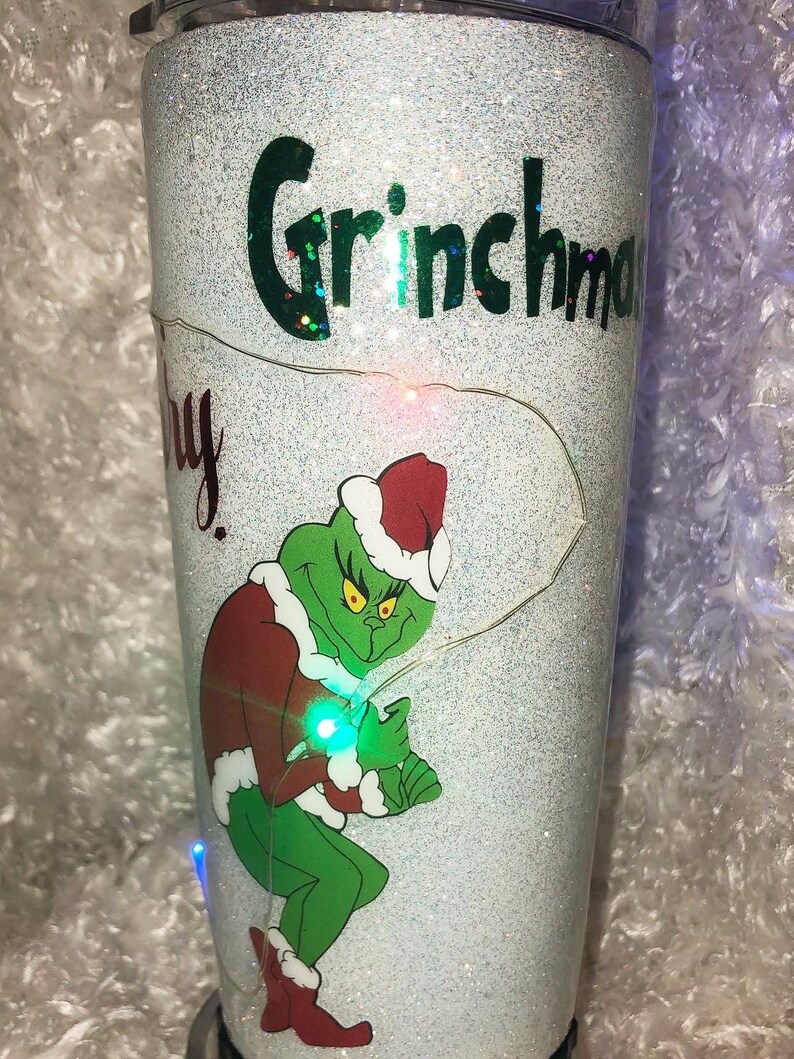 The Grinch Custom Lighted Stainless Steel Tumbler Etsy