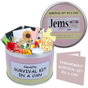 Kit di sopravvivenza per fidanzamento in lattina: regalo e biglietto divertenti per fidanzato, fidanzata, partner o lei: divertente regalo di fidanzamento per le donne.