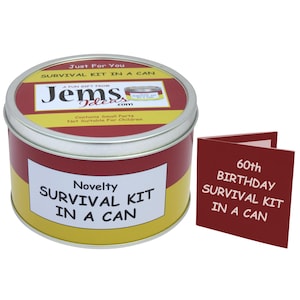 Kit de survie pour 60e anniversaire en boîte de conserve - Cadeau amusant pour lui ou pour elle - Souvenir de nouveauté - Cadeau blague - Idée d'anniversaire important - Coffret cadeau
