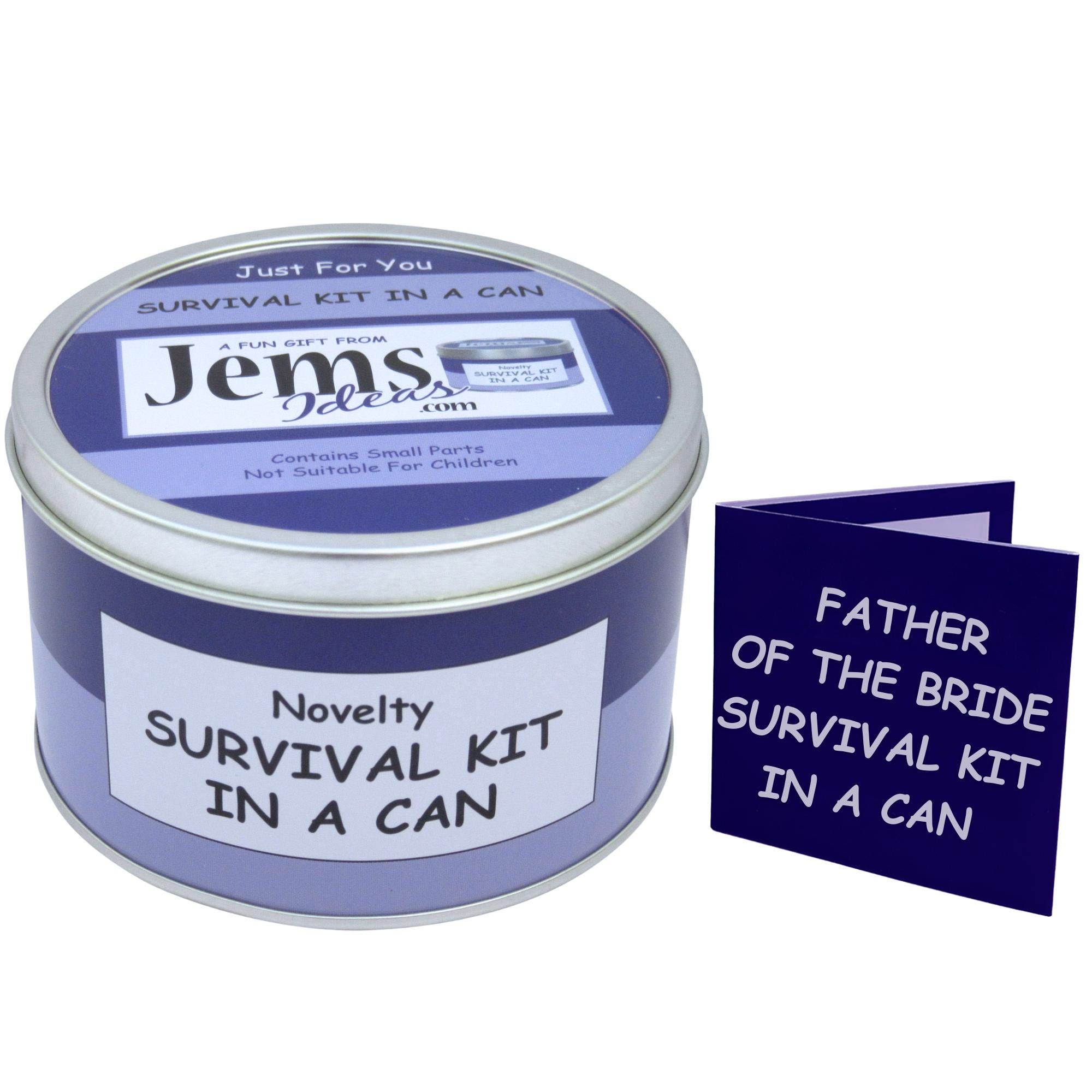 Father Of The Bride Survival Kit In A Can - Fun Wedding Day Thank You Gift With Card - Dad Favour Idea - Father Gift From Bride Or Groom