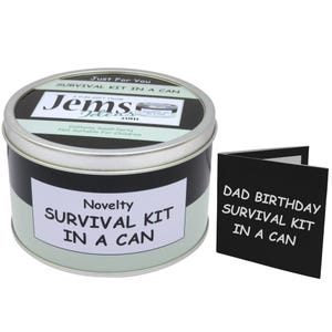 Verjaardagsoverlevingspakket papa in blikje - grappig cadeau met kaart voor vader - uniek cadeau-idee voor papa's verjaardag of noodpakket