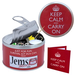 "Keep Calm & Carry On" Survival Kit In A Can - Novelty Funny Gift By Jemsideas (Gift Wrapped)
