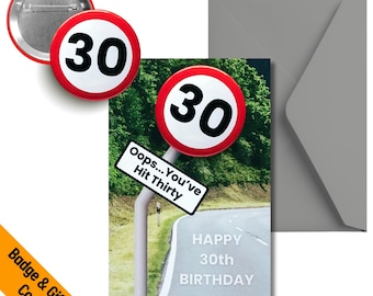 Insignia de 30.° cumpleaños: Vaya, ya cumpliste 30.° cumpleaños. Tarjeta de regalo de 30.° cumpleaños para él o para ella.