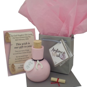 Regalo y tarjeta de deseos personalizados para bautizo, día del nombre o bautismo para un bebé recién nacido, hija, nieta, ahijada, sobrina, niña pequeña, recuerdo