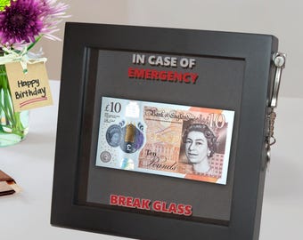 16th/18th/21st/30th/40th/50th/60th/70th Birthday Present Emergency Gift Box. Fun Novelty Presentation 3d Frame Keepsake In Case Break Glass