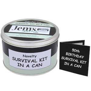 50. Geburtstag Survival Kit in der Dose - Lustiges Geschenk für Sie und Ihn - Neuheit Andenken - Scherzgeschenk - Meilenstein Geburtstagsidee - Geschenkset