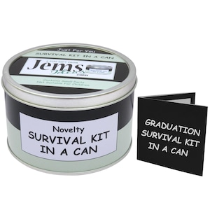Kit de survie pour l'obtention du diplôme dans une boîte - Cadeau et carte amusants pour un diplômé, un étudiant à l'université, des examens, une sortie de l'école, des félicitations, un souvenir, une blague