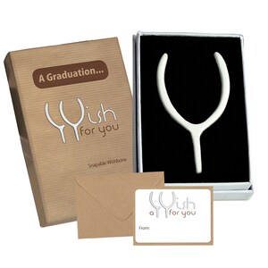 AFSTUDEREN Snapable Wishbone Gift & Card. Special aandenken voor afstuderen/college/universiteit/school etc. Gefeliciteerd/goed gedaan aanwezig