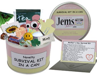 Mothers Day Survival Kit In A Can. Fun Gift & Card For Mum/Mom/Mam/Mummy/Mother. OTHER COLOURS AVAILABLE.