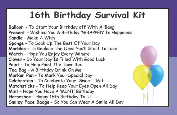18th birthday survival kit girl