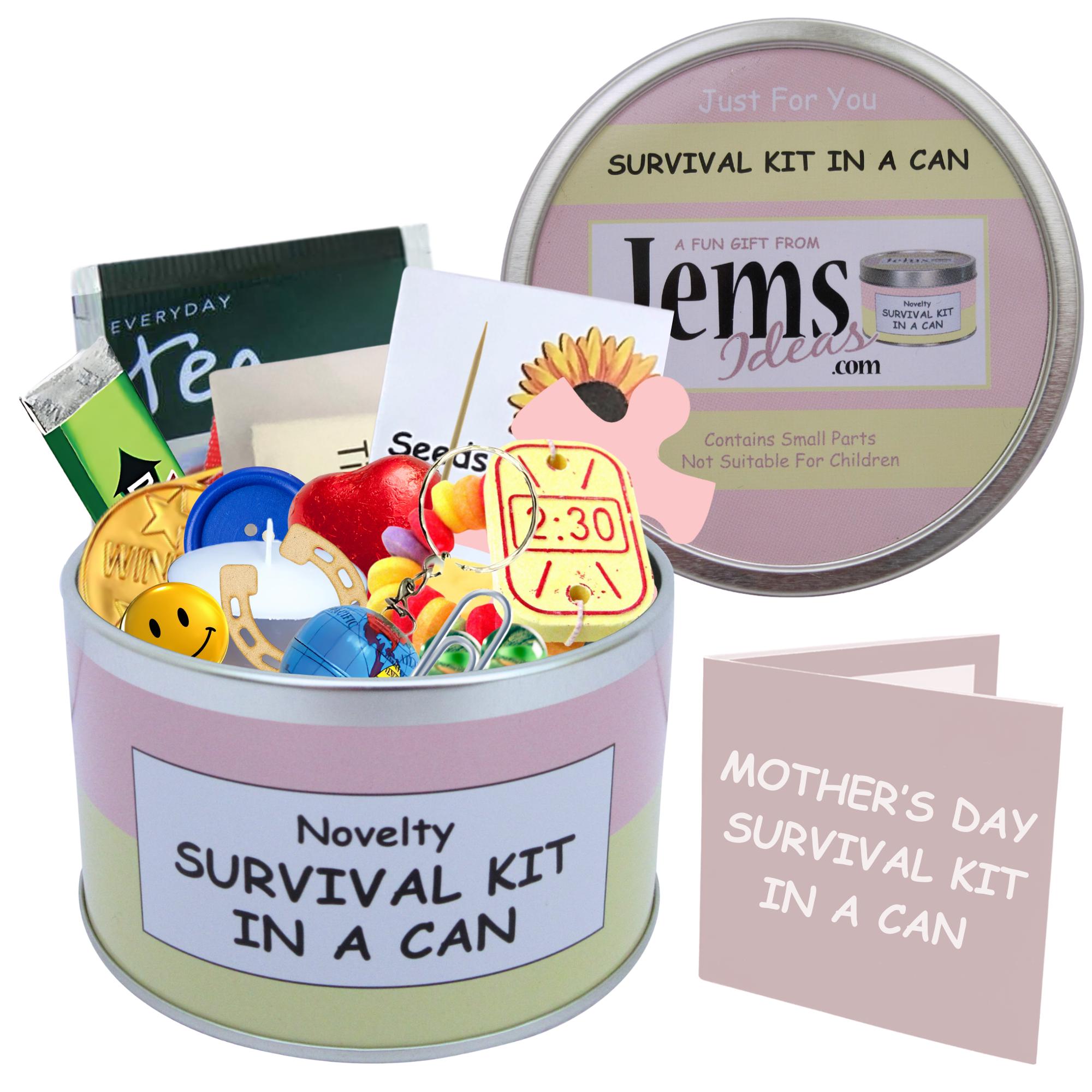 Mothers Day Survival Kit In A Can. Fun Gift & Card For Mum/Mom/Mam/Mummy/Mother. OTHER COLOURS AVAILABLE.