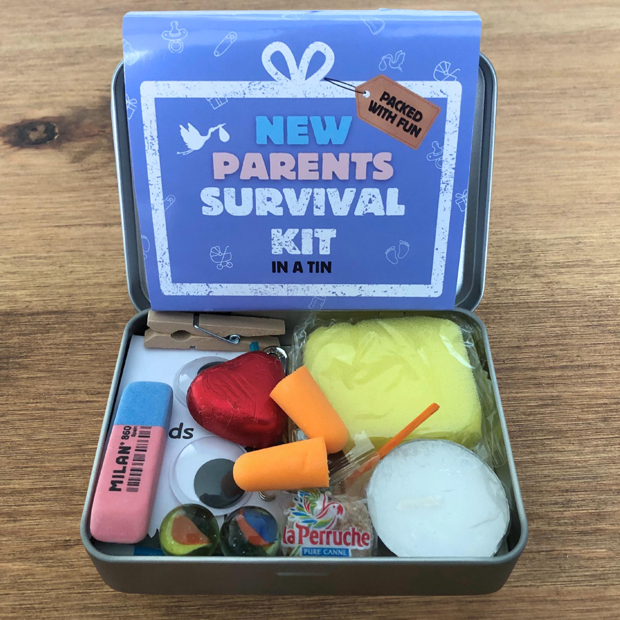 New Parents Survival Kit Tin — Gift for New Mummy & Daddy | Baby Shower ...