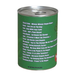 Vegan Survival Kit In A Can. Funny Vegan Friendly Thank You Gift/Card/Present Idea. Fun For Him/Her/Men/Women/Friend/Veganuary/Thanksgiving image 5
