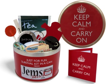 Keep Calm & Carry On Survival Kit In A Can. Fun Gift and Card For New Home/House/Housewarming. Festival Camping Travel/Travelling